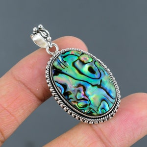 Handgefertigter Abalone Muschel Anhänger: 925 Sterling Silber