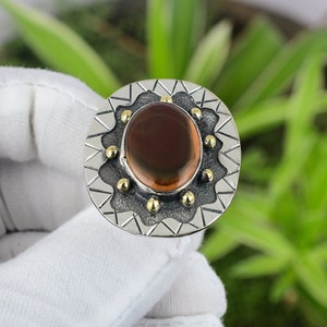 Imperial Jasper Ring 925 Sterling Silver Ring Ring Size 6.75 18K Gold Plated Gemstone Jewelry Handmade Stylish Ring Christmas Gift