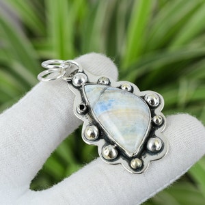 Blue Scheelite Pendant 925 Sterling Silver Pendant High Quality Gemstone Boho Pendant Gift For Mom Handmade Decent Pendant  Anniversary Gift
