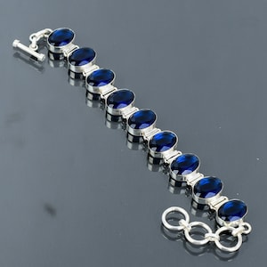 Faceted Tanzanite Quartz Bracelet 925 Sterling Silver Bracelet Adjustable Chain Bracelet Gemstone Jewelry Handmade Bracelet Anniversary Gift