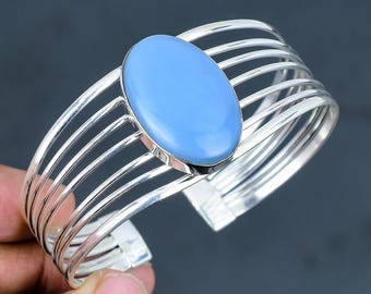 オワイヒー ブルーオパール バングル：ハンドメイド 925 スターリング 