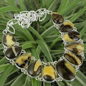 Septarier Halskette 925 Sterling Silber Halskette Verstellbare Kette Halskette Stilvolle Halskette Handarbeit Antik Schmuck Edelstein Halskette