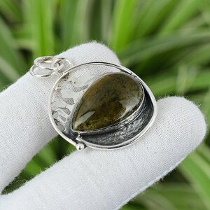 Handmade Stick Agate Pendant: 925 Sterling Silver Boho Jewelry