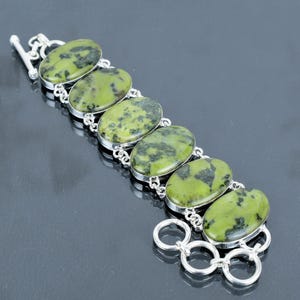 Serpentijnarmband 925 sterlingzilveren armband verstelbare schakelarmband serpentijn edelsteen sieraden handgemaakte armband jubileumcadeaus
