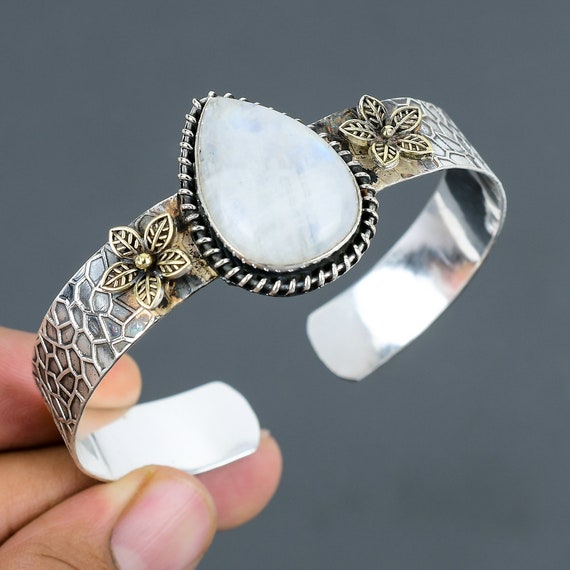Anello con Pietra di Luna Arcobaleno | Pietra Naturale Labradorite Bianca 18x13mm – Zarrella Gioielli