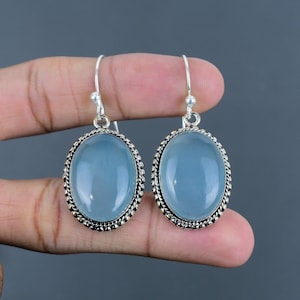 Handmade Aquamarine Earrings: Vintage 925 Sterling Silver Jewelry