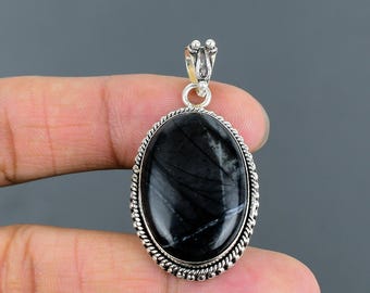 Handmade Sterling Silver Picasso Jasper Pendant, Oval Gemstone, Anniversary Gift
