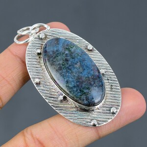 Ruby In Blue Kyanite 925 Sterling Silver Pendant - Handmade Gemstone Jewelry
