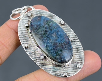 Ruby In Blue Kyanite 925 Sterling Silver Pendant - Handmade Gemstone Jewelry