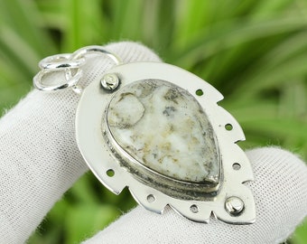 Nipomo Marcasite Agate Pendant 925 Sterling Silver Pendant Women Jewelry Natural Gemstone Pendant Handmade Elegant Jewelry Anniversary Gift