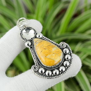 Handmade Brecciated Mookaite 925 Sterling Silver Pendant