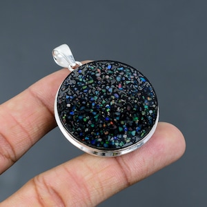 Black Ethiopian Opal Pendant 925 Sterling Silver Pendant Dainty Jewelry Original Gemstone Pendant Handmade Pendant Boho Jewelry Gift For Mom