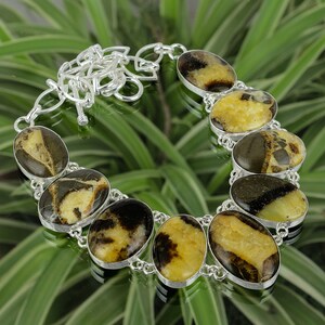 Handmade Septarian Necklace: 925 Sterling Silver, Adjustable Chain