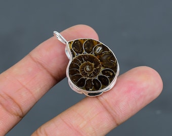 Ammonite Fossil Pendant: Sterling Silver Gemstone Jewelry