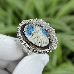 Handmade K2 Jasper Ring: Sterling Silver Boho Ethnic Jewelry, Size 8.5