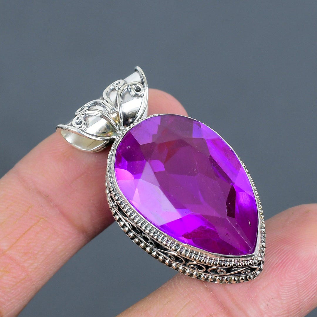 ファセット加工のピンクトルマリンペンダント：ハンドメイド925