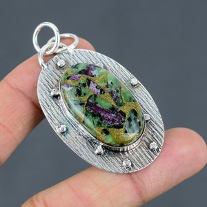 Copper Ruby Zoisite Pendant 925 Sterling Silver Pendant Original Gemstone Jewelry Handmade Antique Pendant Gift For Friend Brand New Pendant