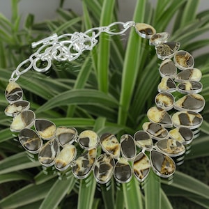 Handmade Septarian Gemstone Necklace: 925 Sterling Silver, Adjustable Chain