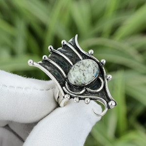 Handmade K2 Jasper Ring: Modern Sterling Silver, Size 8.5