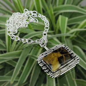 Handmade Septarian Gemstone Necklace: 925 Sterling Silver Adjustable Chain