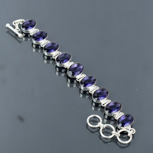 Faceted African Amethyst Bracelet 925 Sterling Silver Bracelet Handmade Jewelry Gemstone Bracelet Adjustable Chain Bracelet Gift For Mother