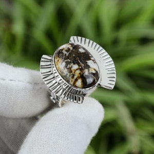 Wild Horse Magnesite Ring 925 Sterling Silver Ring Ring Size 9 Handmade Antique Jewelry Original Gemstone Ring Engagement Ring Gift For Mom