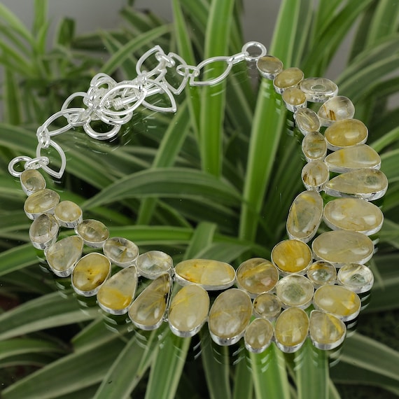 Pendentif quartz rutilé en argent sterling 925 fait main