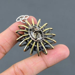 Turritella Agate Pendant 925 Sterling Silver Pendant Designer Gemstone Pendant Handmade Cage Jewelry 18K Gold Plated Pendant Gift For Mother