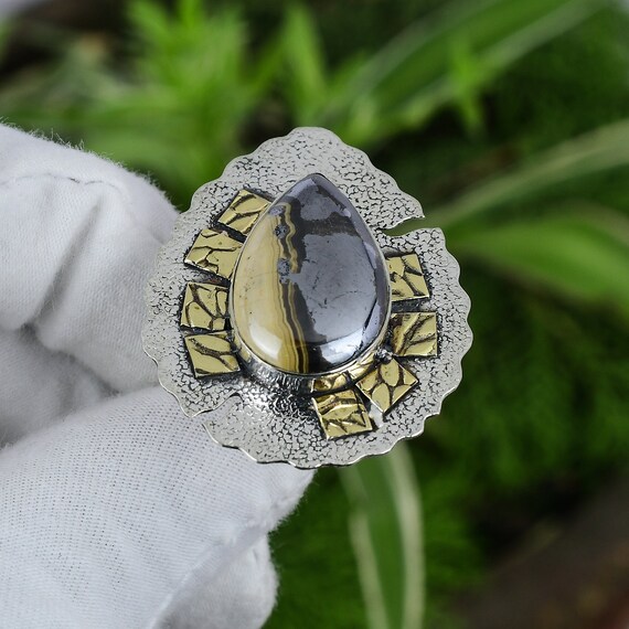Schalenblende Ring 925 Sterling Silver Ring Adjustable Ring 18K