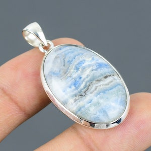 Blue Scheelite Pendant 925 Sterling Silver Pendant Natural Gemstone Pendant Handmade Blue Scheelite Jewelry Healing Stone Pendant For Gift