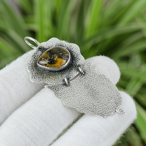 Handmade Pietersite Pendant: 925 Sterling Silver Pear Gemstone