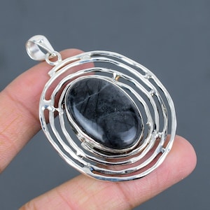 Handmade Picasso Jasper 925 Sterling Silver Statement Pendant