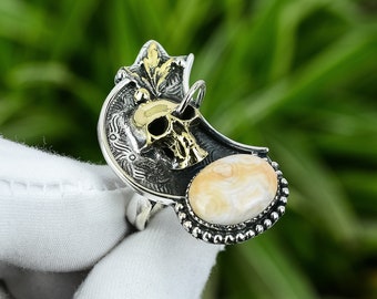 Anillo De Plata De Ley 925 Con ágata De Botswana | Hecho A Mano, Piedra Ovalada 19x10 Mm | Joyería Elegante Para Mujer, Regalo Especial