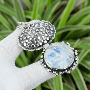 Blue Scheelite Pendant 925 Sterling Silver Pendant Classic Pendant Real Gemstone Pendant Handmade Jewelry Engagement Gift Statement Pendant