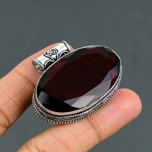 Handmade Mozambique Garnet & Larimar Pendant – 925 Sterling Silver, Oval Red Garnet, Blue Larimar
