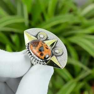 Bauxite Ring 925 Sterling Silver Ring Adjustable Ring 18K Gold Plated Natural Gemstone Ring Handmade Premium Jewelry Engagement Gifts