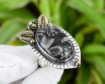 Silver Plated Ring Thebestjewellery Fossil Coral Ring Size- 7 USA Gemstone Ring Women Jewelry BRS-4574 Handmade Ring Silver Plated Ring Thebestjewellery Fossil Coral Ring Size- 7 USA Gemstone Ring Women Jewelry BRS-4574 Handmade Ring