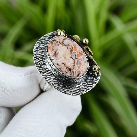 Rosetta Jasper Bague 925 Bague en argent sterling Bague reglable 18K Plaque Or Bijoux faits a la main Bague Magnifique Pierre Precieuse Bijoux en argent Pour Cadeau Etsy France