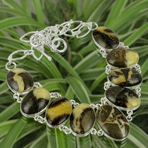 Handmade Septarian Necklace: 925 Sterling Silver Adjustable Chain