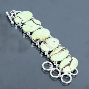 Lemon chrysoprase bracelet 925 sterling silver bracelet adjustable chain bracelet handmade gemstone bracelet stylish jewelry gifts for women