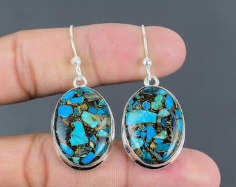 Chrysocolla Earrings: Handmade 925 Sterling Silver Gemstone Jewelry