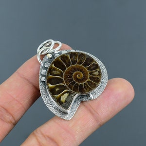Ammonite Fossil Pendant 925 Sterling Silver Pendant Original Gemstone Pendant Ammonite Fossil Jewelry Handmade Pendant For Mom Gift For Her