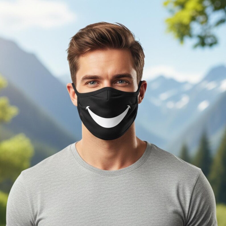 Smiling Mask References Smiley Face Mask, Face Covering, Mask, Funny Mask, Funny Face Covering ...