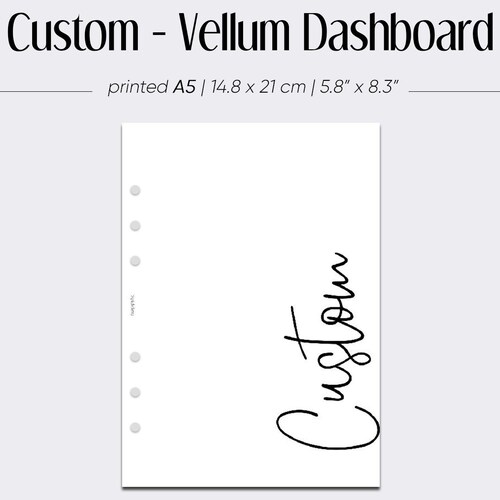 PRINTED Custom Vellum Dashboard Personalised Vellum Etsy