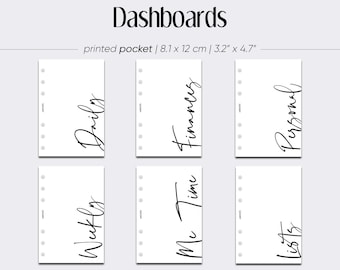 PRINTED Finances Dashboard, Me Time Dashboard, Lists Dashboard, Pocket Planner Dashboard, Planner Vellum, Weekly Pocket Dashboard