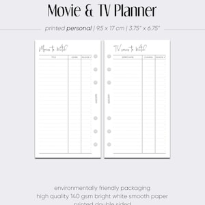 PRINT Movie & TV Show Tracker, Minimalistischer Planer, Movie Tracker, Filme zum Anschauen, FilmWunschliste, TV Serie Tracker, Movie Bucket Liste
