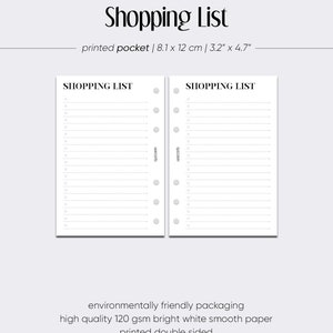 Gedruckte Einkaufsliste, Lebensmittelliste mit Kategorien, Lebensmitteleinkauf, Wunschliste, Menüliste, Essen Planer, minimalistische Tasche Planer Einsätze