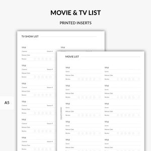 GEDRUCKTER Film- & TV-Show-Tracker, Minimalistischer Planer, Movie Tracker, Filme zum Ansehen, Film-Wunschliste, TV-Serien-Tracker, Movie Bucket List