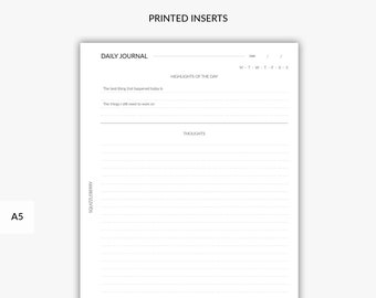 PRINTED Daily Journal, Daily Mood Tracker, Daily Energy Tracker, Journaling Planner, Daily Wellness, Self Improvement, A5 Planner Inserts
