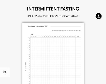 Intermittent Fasting Planner Printable, Weight Loss Tracker, Fitness Tracker Planner,  Fitness Journal, Keto Food Tracker, A5 Inserts